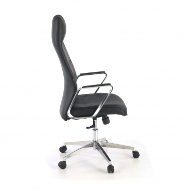 sillon de oficina negro respaldo alto piel sintetica brazos tapizados 3