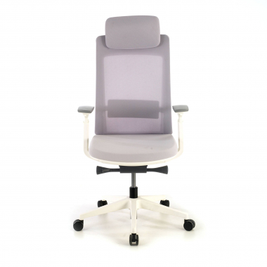 silla ergonomica blanco gris estructura blanca tela brazos regulables 3d 4