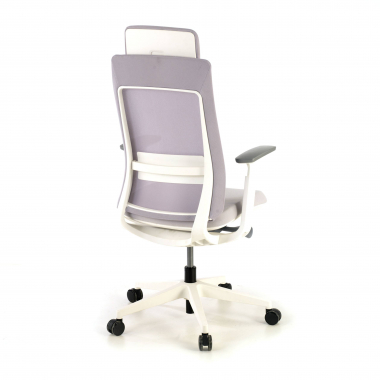 silla ergonomica blanco gris estructura blanca tela brazos regulables 3d 7