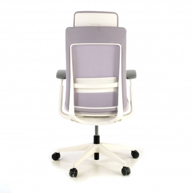 silla ergonomica blanco gris estructura blanca tela brazos regulables 3d 9