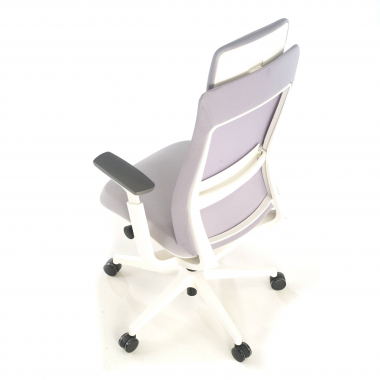 silla ergonomica blanco gris estructura blanca tela brazos regulables 3d 8
