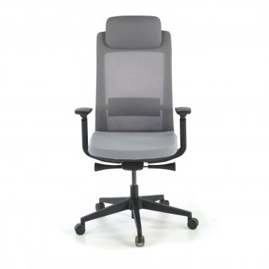 silla ergonomica gris estructura negra tela brazos regulables 3d 4