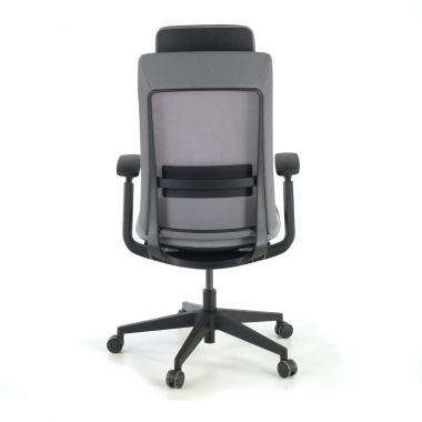 silla ergonomica gris estructura negra tela brazos regulables 3d 8