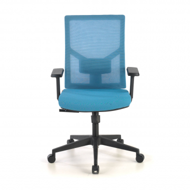 silla ergonomica azul estructura negra reposacabezas malla brazos regulables 1d soporte lumbar 4