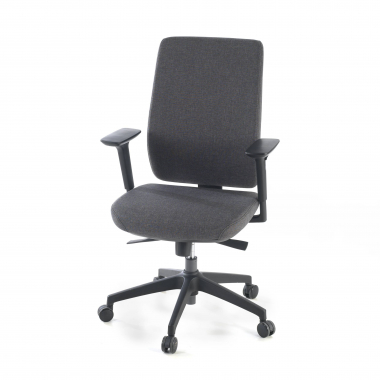 silla de oficina negro tapizada tejido tela brazos regulables 3d 8