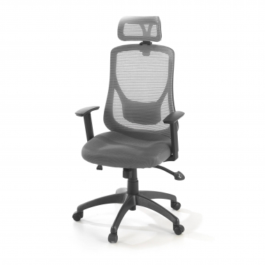 silla de oficina gris lake malla brazos regulables 1d soporte lumbar reposacabezas 6