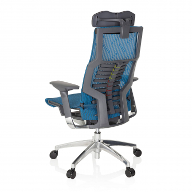 silla de oficina barata azul estructura negra malla brazos regulables 4d soporte lumbar reposacabezas 9