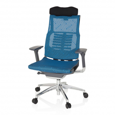 silla de oficina barata azul estructura negra malla brazos regulables 4d soporte lumbar reposacabezas 10