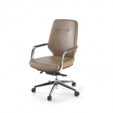 sillon de oficina marron respaldo bajo bicolor piel sintetica brazos tapizados 8