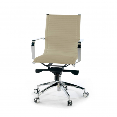 sillon de oficina beige estructura cromada ecopiel piel sintetica brazos fijos 8