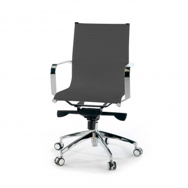 sillon de oficina gris estructura cromada ecopiel piel sintetica brazos fijos 7