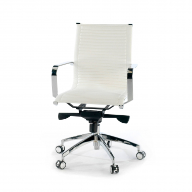 sillon de oficina blanco estructura cromada ecopiel piel sintetica brazos fijos 8