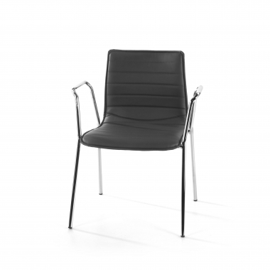 silla de visita gris con brazos piel sintetica brazos fijos 8