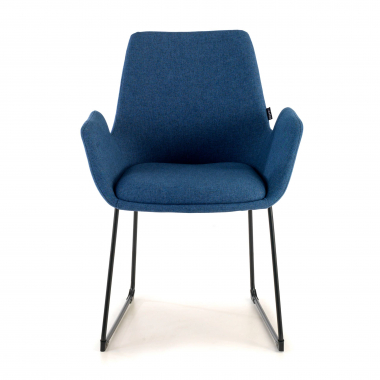 silla confidente azul estructura patin tela brazos fijos 3