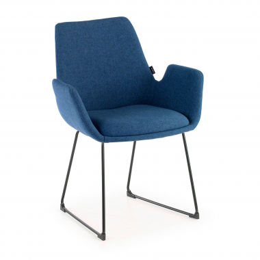 silla confidente azul estructura patin tela brazos fijos 1