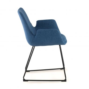 silla confidente azul estructura patin tela brazos fijos 6