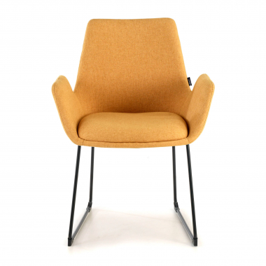 silla confidente amarillo estructura patin tela brazos fijos 5