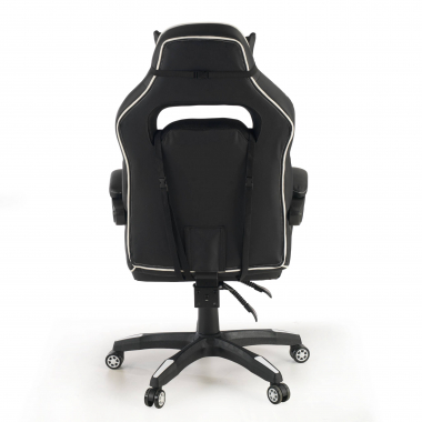 silla gaming blanco logan piel sintetica brazos moviles cojin lumbar y cervical reposacabezas reposapies extensible 8