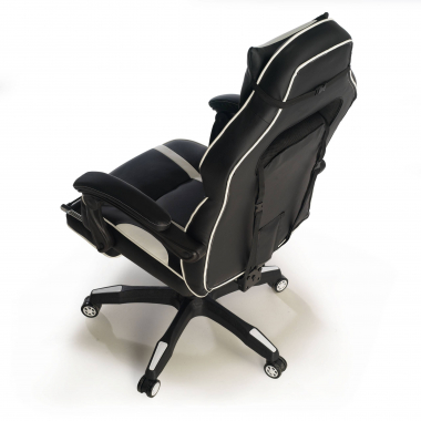 silla gaming blanco logan piel sintetica brazos moviles cojin lumbar y cervical reposacabezas reposapies extensible 9