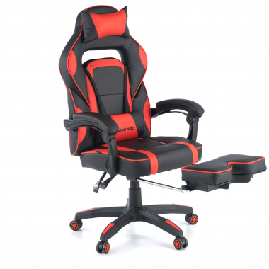 silla gaming rojo logan piel sintetica brazos moviles cojin lumbar y cervical reposacabezas reposapies extensible 6