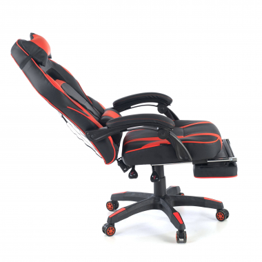 silla gaming rojo logan piel sintetica brazos moviles cojin lumbar y cervical reposacabezas reposapies extensible 7