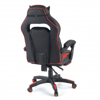silla gaming rojo logan piel sintetica brazos moviles cojin lumbar y cervical reposacabezas reposapies extensible 5