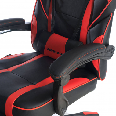 silla gaming rojo logan piel sintetica brazos moviles cojin lumbar y cervical reposacabezas reposapies extensible 9