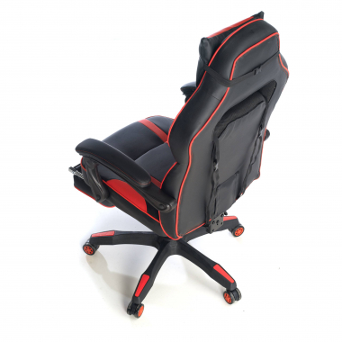 silla gaming rojo logan piel sintetica brazos moviles cojin lumbar y cervical reposacabezas reposapies extensible 8