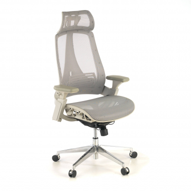silla ergonomica blanco gris thunder malla brazos regulables 3d soporte lumbar reposacabezas 1