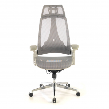 silla ergonomica blanco gris thunder malla brazos regulables 3d soporte lumbar reposacabezas 5