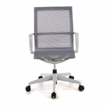 silla oficina de diseno blanco gris estructura negra malla brazos fijos 3