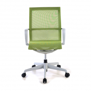 silla oficina de diseno blanco verde estructura negra malla brazos fijos 3