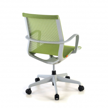 silla oficina de diseno blanco verde estructura negra malla brazos fijos 7