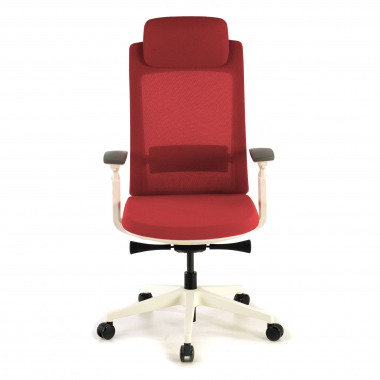 silla ergonomica blanco rojo estructura blanca tela brazos regulables 3d 4