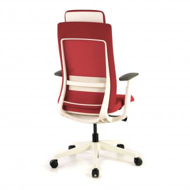 silla ergonomica blanco rojo estructura blanca tela brazos regulables 3d 9