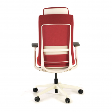 silla ergonomica blanco rojo estructura blanca tela brazos regulables 3d 8