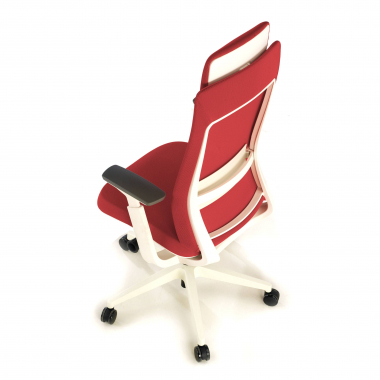 silla ergonomica blanco rojo estructura blanca tela brazos regulables 3d 7