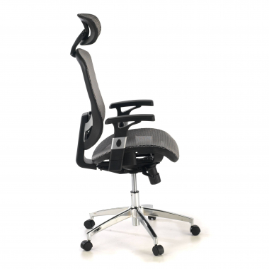 silla de oficina gris flex malla brazos moviles soporte lumbar reposacabezas 4