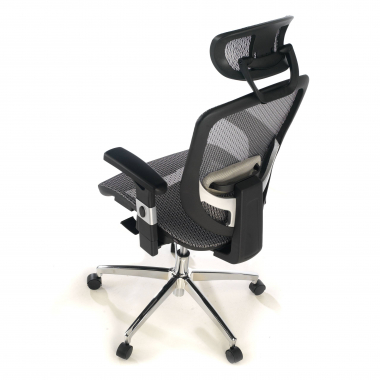 silla de oficina gris flex malla brazos moviles soporte lumbar reposacabezas 8