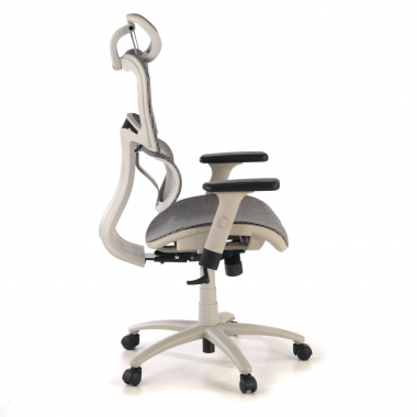 silla ergonomica blanco gris estructura blanca malla brazos regulables 3d doble soporte lumbar reposacabezas 6