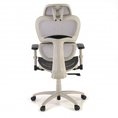 silla ergonomica blanco gris estructura blanca malla brazos regulables 3d doble soporte lumbar reposacabezas 8