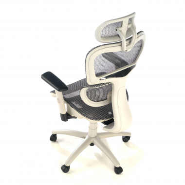 silla ergonomica blanco gris estructura blanca malla brazos regulables 3d doble soporte lumbar reposacabezas 9