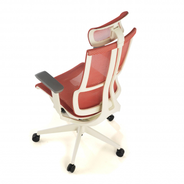 silla ergonomica blanco rojo estructura blanca malla brazos regulables 3d doble soporte lumbar reposacabezas 10