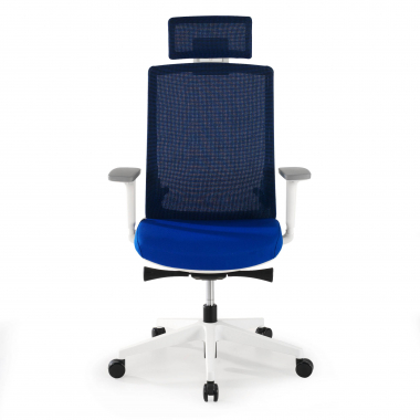 silla de oficina blanco azul boston malla brazos regulables 3d reposacabezas 5