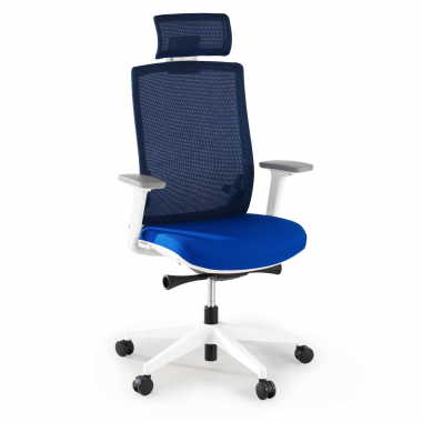 silla de oficina blanco azul boston malla brazos regulables 3d reposacabezas 1