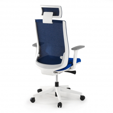 silla de oficina blanco azul boston malla brazos regulables 3d reposacabezas 6