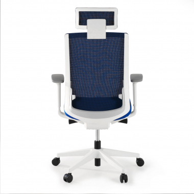 silla de oficina blanco azul boston malla brazos regulables 3d reposacabezas 7