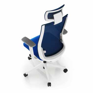 silla de oficina blanco azul boston malla brazos regulables 3d reposacabezas 9