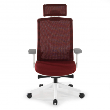 silla de oficina blanco rojo boston malla brazos regulables 3d reposacabezas 5