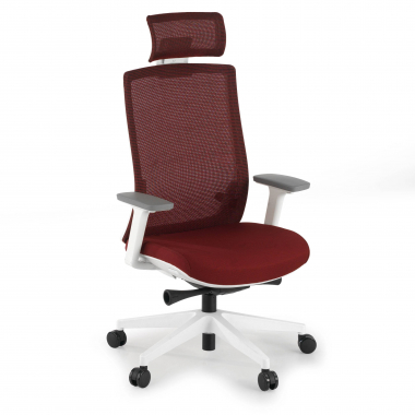 silla de oficina blanco rojo boston malla brazos regulables 3d reposacabezas 1